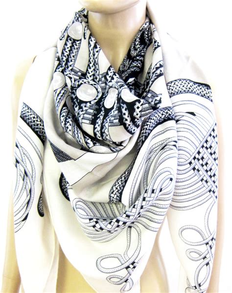 hermes silk scarf black and white|Hermes silk scarf price guide.